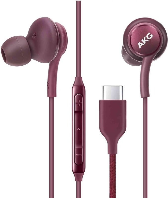 Samsung langalliset nappikuulokkeet USB-C viininpunainen